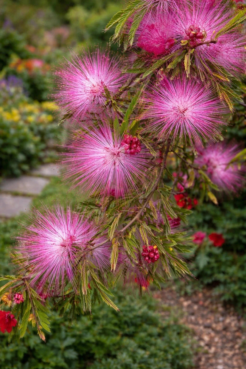 Calliandra 'Dixie Pink' - H.60/80cm - Pot de 7,5 litres