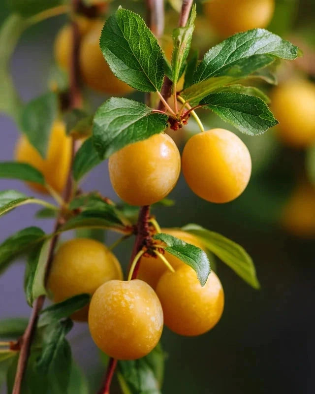 Prunier nain 'Reine gold' - 1/4 tige - H.60/80cm - Pot de 10 litres